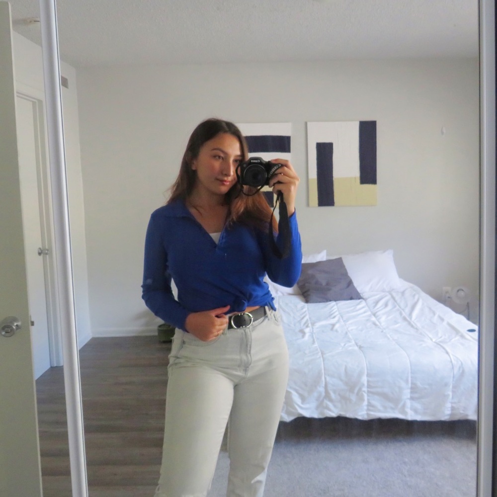 LAND’S END Blue Polo-Style Longsleeve